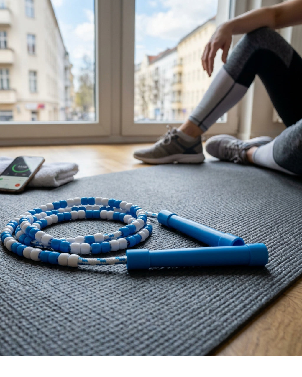 Ridges Beaded Jump Rope Blue White 2.7 m