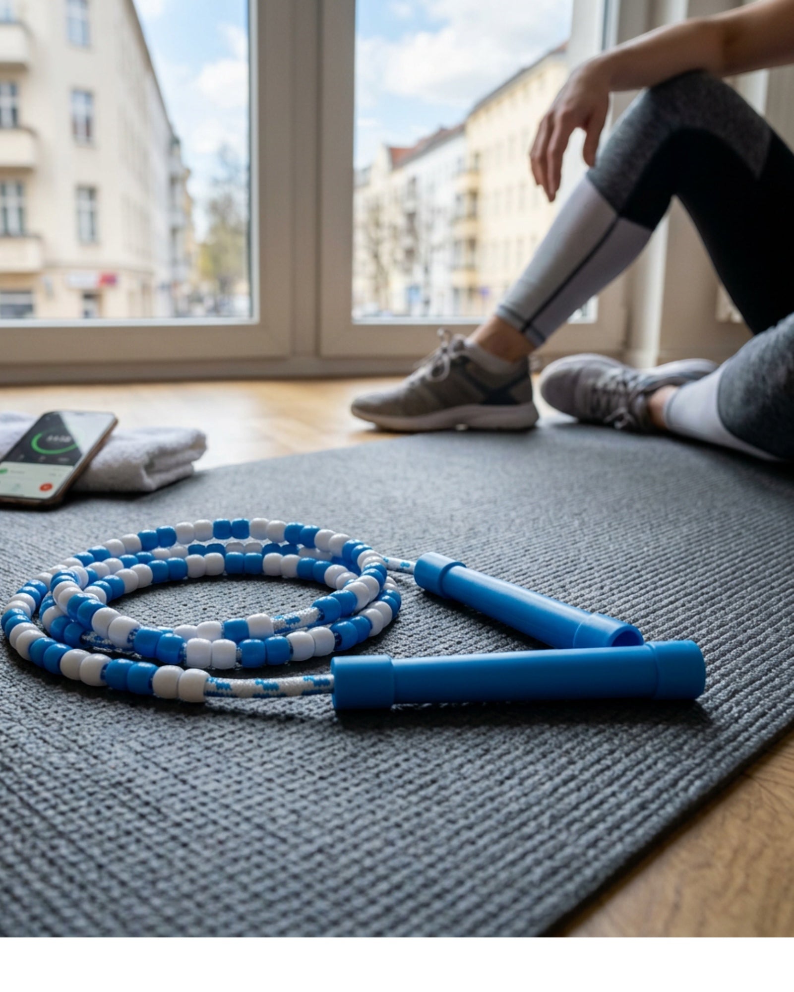 Ridges Beaded Jump Rope Blue White 2.7 m
