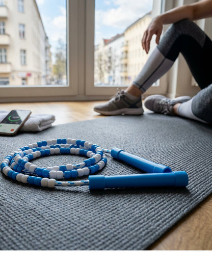 Ridges Beaded Jump Rope Blue White 2.7 m