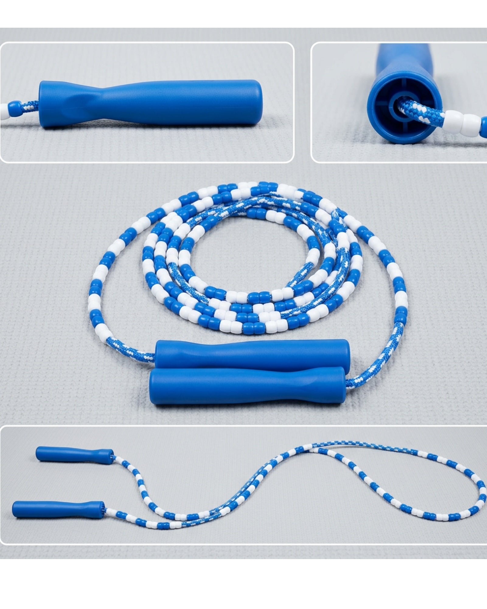 Ridges Beaded Jump Rope Blue White 2.7 m