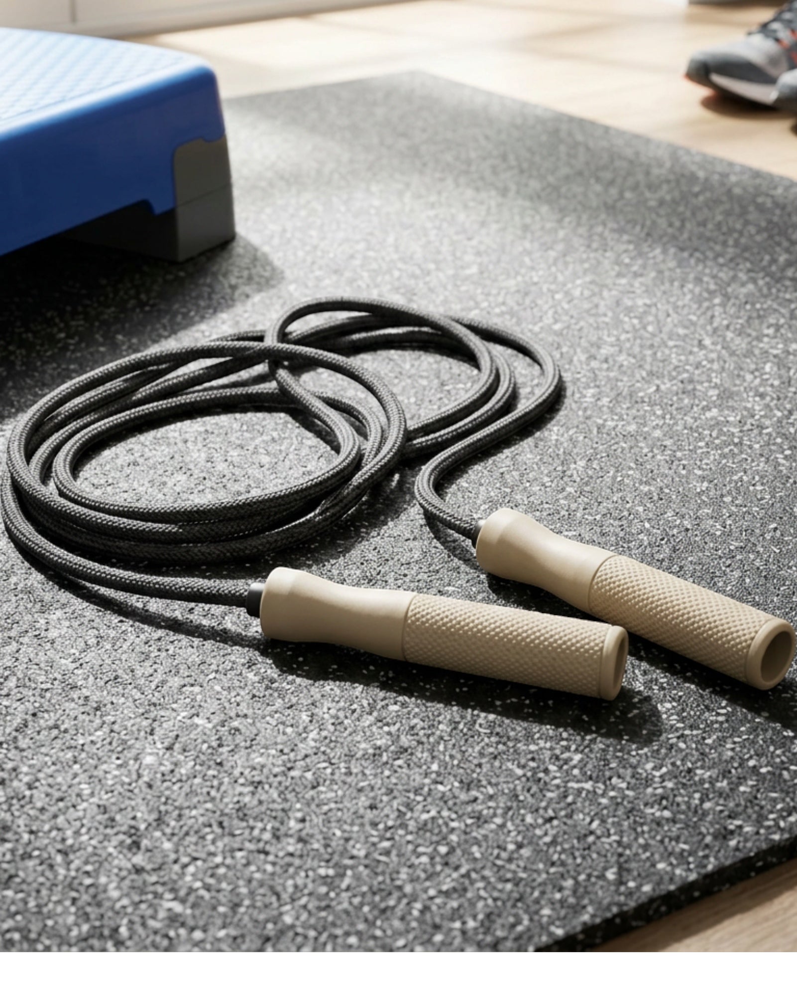 Ridges Weighted Training Jump Rope 2.8 m Braided Cord Charcoal and Sand - Lifestyle view